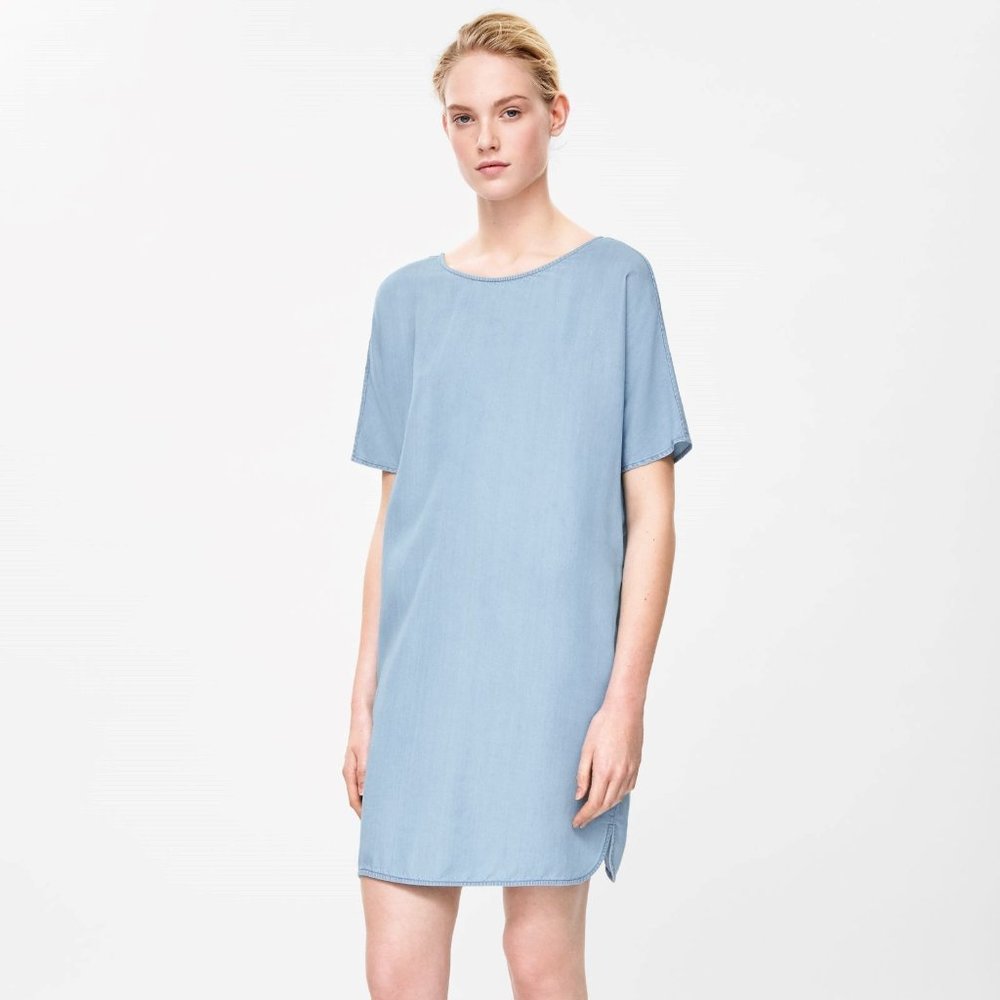 COS Button Back Chambray Mini Dress Size 10